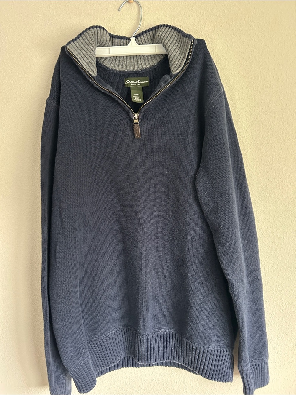 Eddie Bauer Navy Half-Zip Pullover Sweater with Contrast Collar